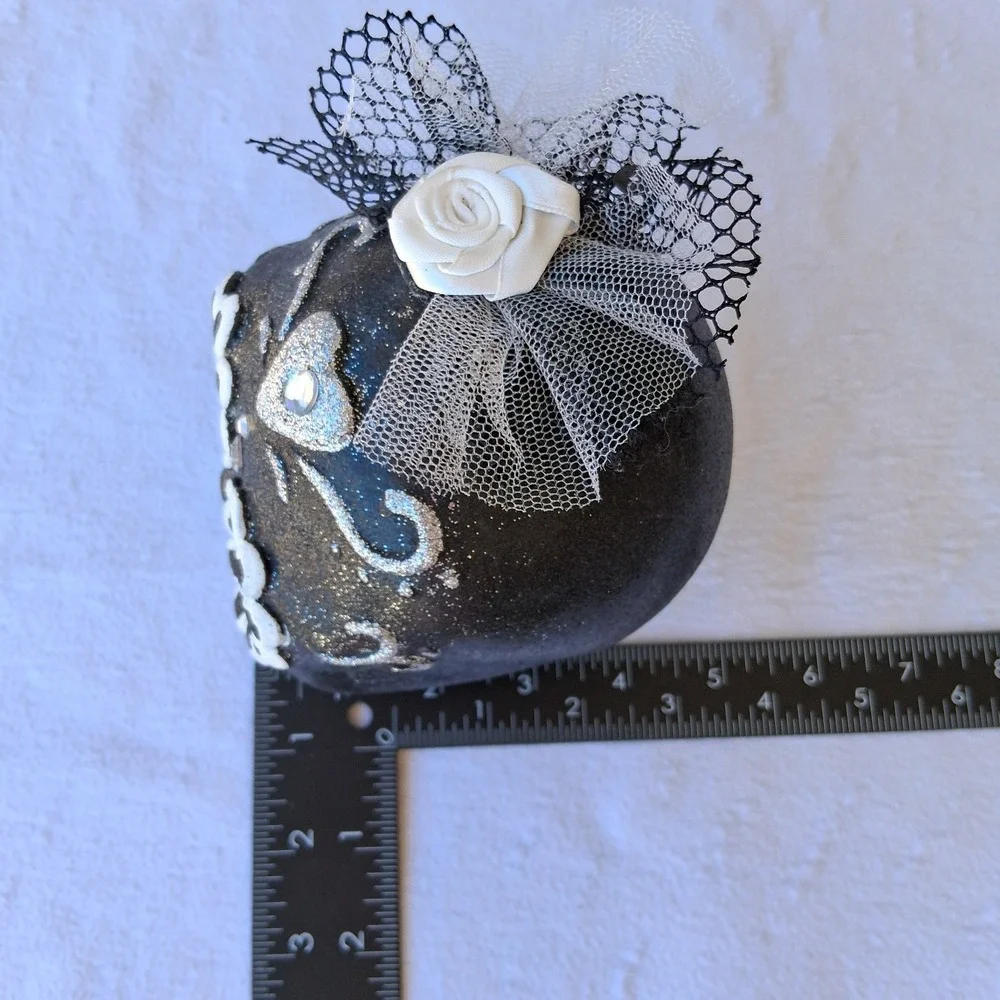 Ashland Day of the Dead Sugar Skull Tabletop Decor Black Glitter Rhinestone